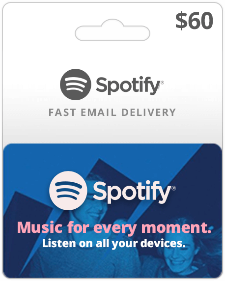 $60 Spotify Gift Cards | Spotify Gift Card Email Delivery